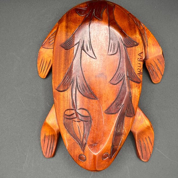 Vintage 1980s Hand Carved Wooden Frog Trinket Box from Aruba - Picture 7 of 7